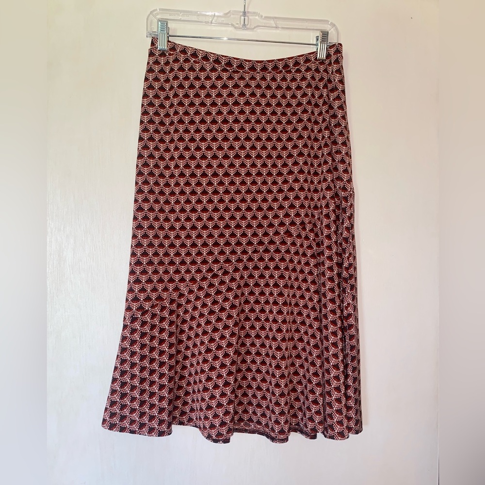East 5th Red and Black Patterned Midi Skirt
